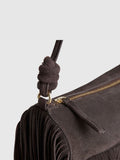 River Island brown fringe leather cylinder bag - British product