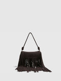 River Island brown fringe leather cylinder bag - British product
