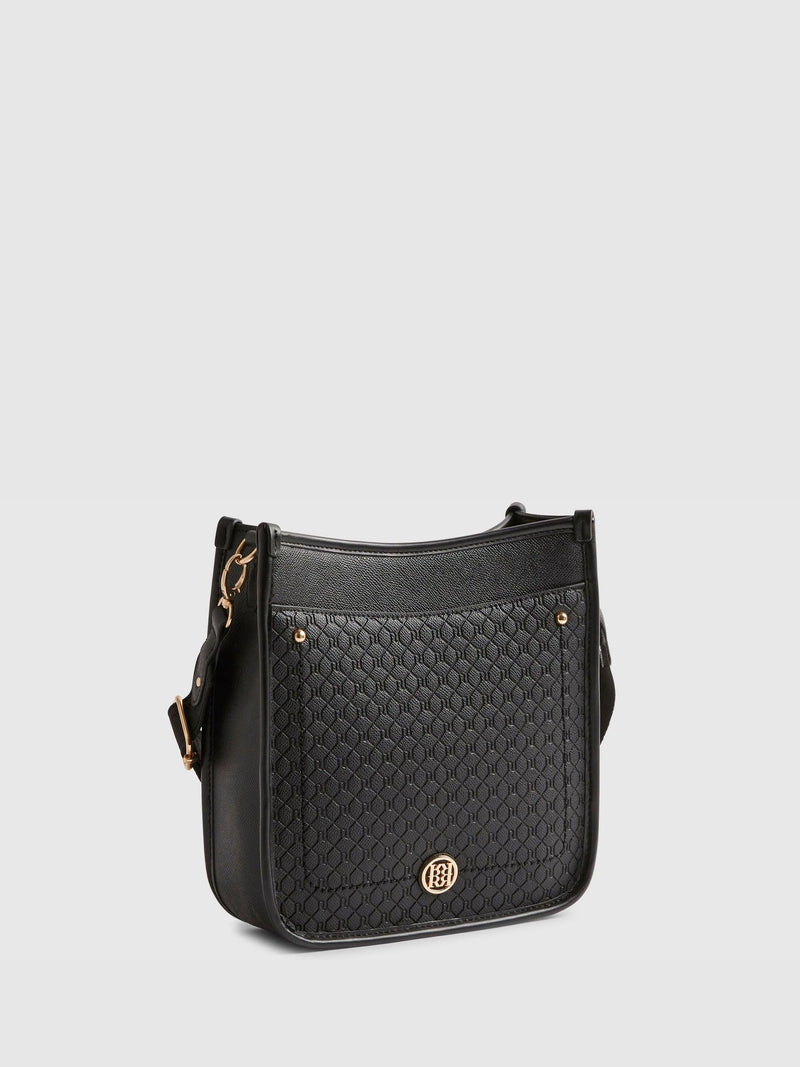 River Island black emboss messenger bag, imported from the UK