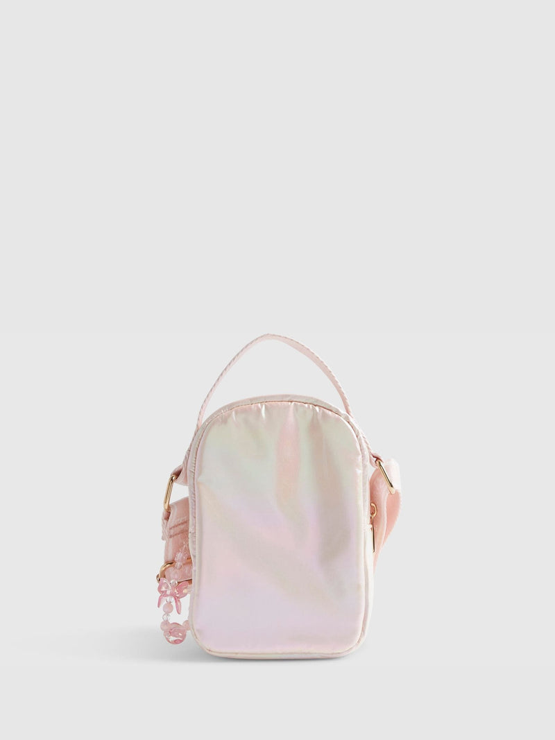 River Island pink quilted nylon festival bag, UK version