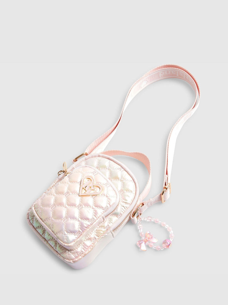 River Island pink quilted nylon festival bag, UK version