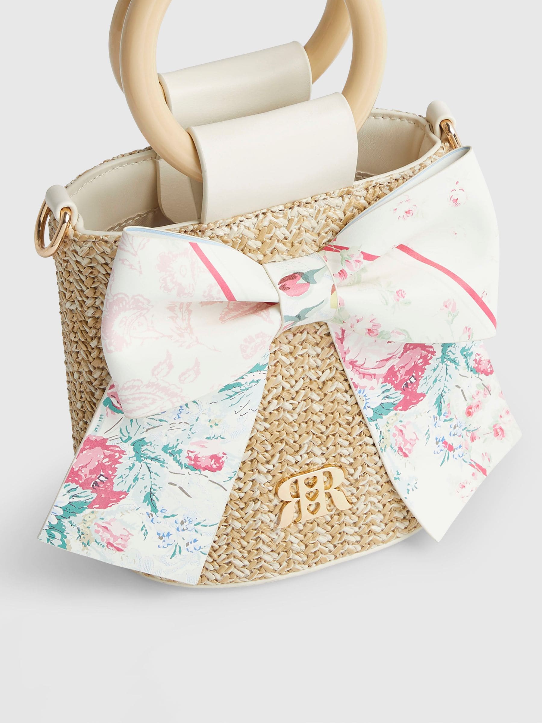 River Island brown Cabbages & Roses bucket bag (British brand)