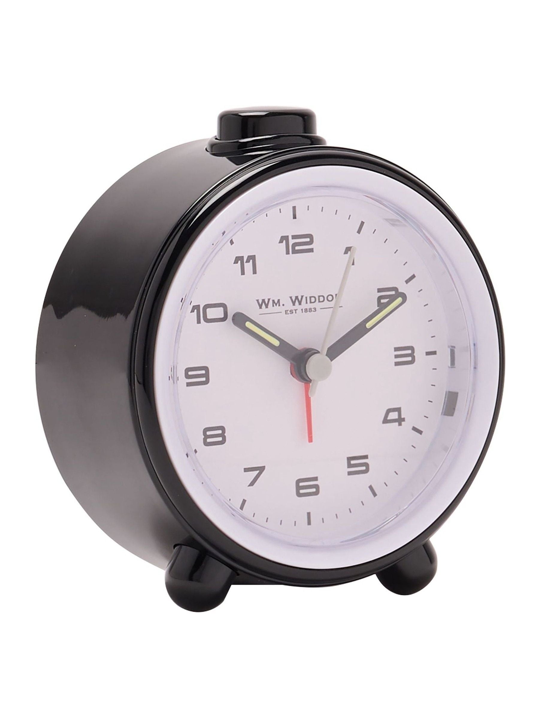 Widdop black round alarm clock, imported from the UK