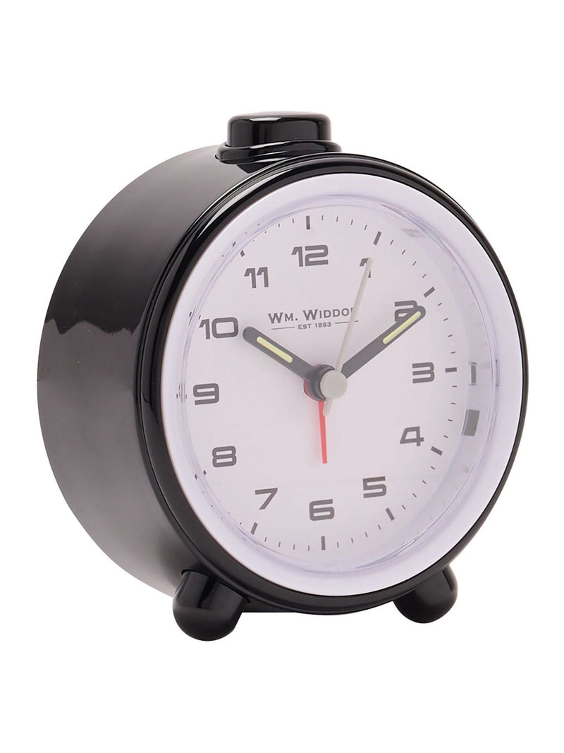 Widdop black round alarm clock, imported from the UK