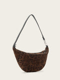AllSaints brown suede micro bag leopard print, imported from the UK