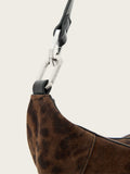 AllSaints brown suede micro bag leopard print, imported from the UK