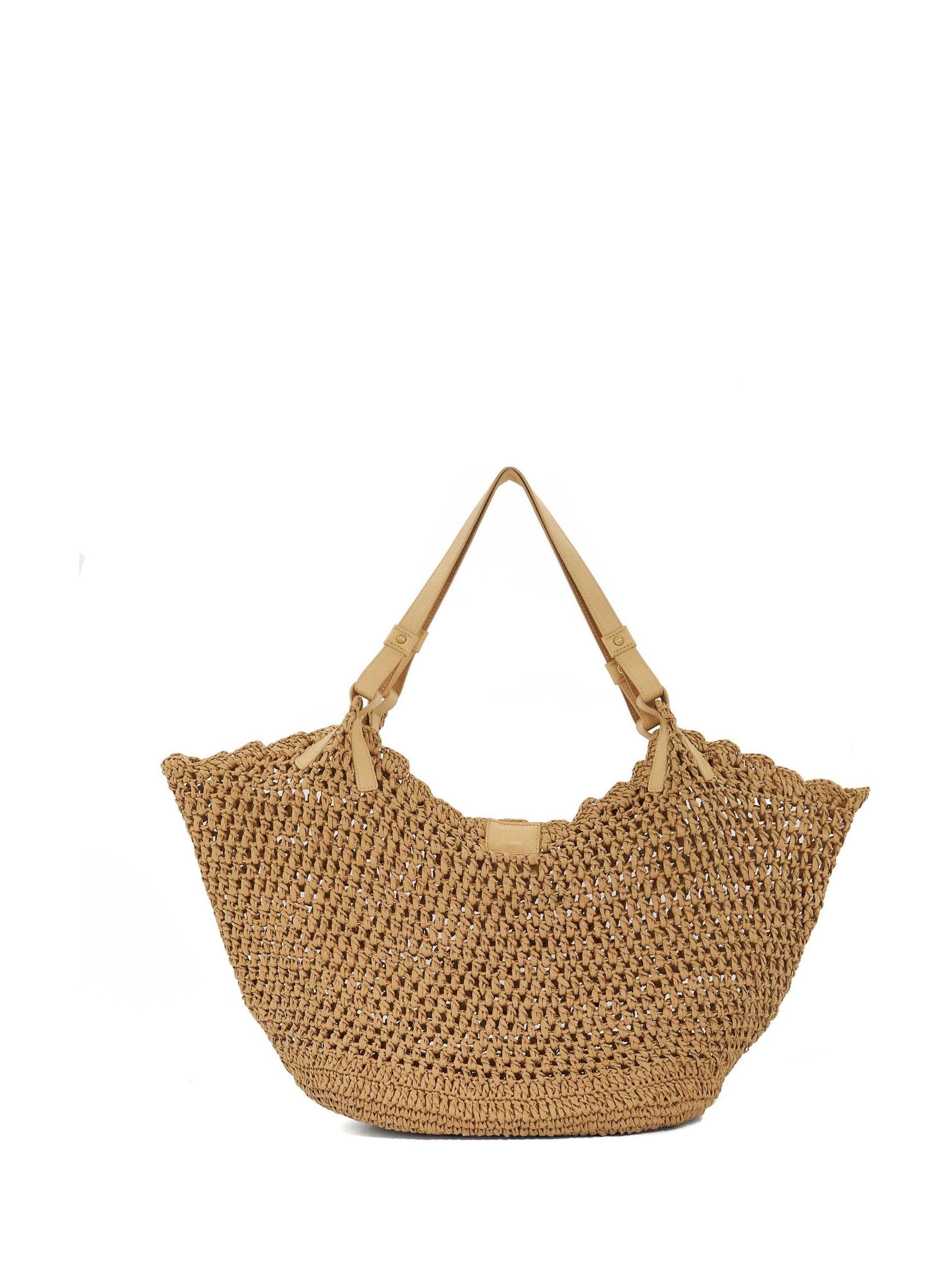 Dune London Dewdrop raffia shoulder bag, imported from the UK