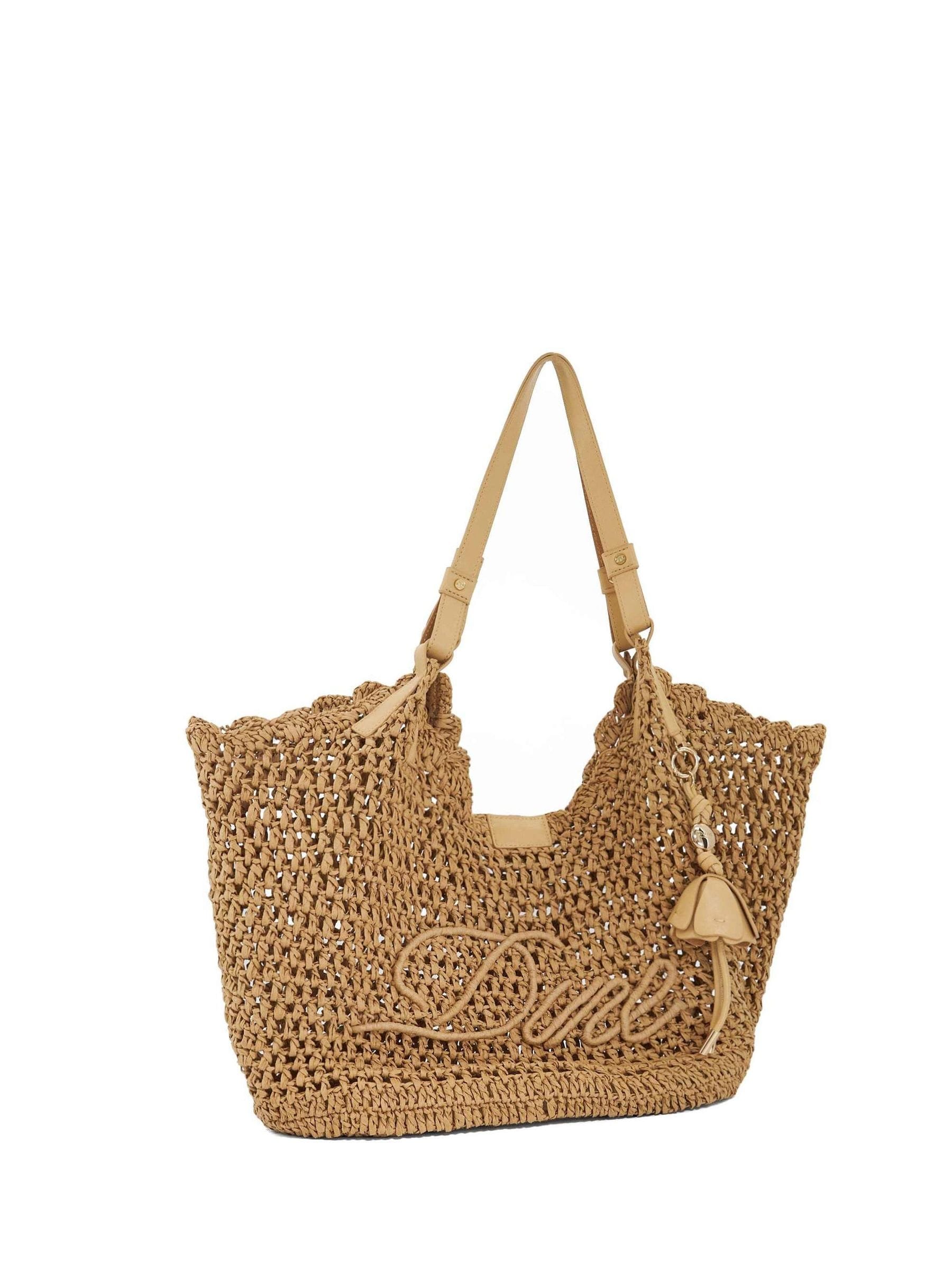 Dune London Dewdrop raffia shoulder bag, imported from the UK