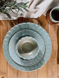 Widdop set of 4 green stoneware plates 30cm, imported from the UK