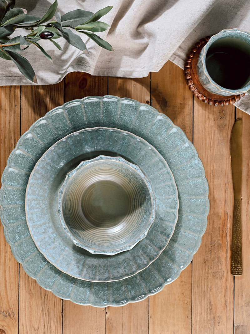 Widdop green stoneware bowls set of 4 (British brand)