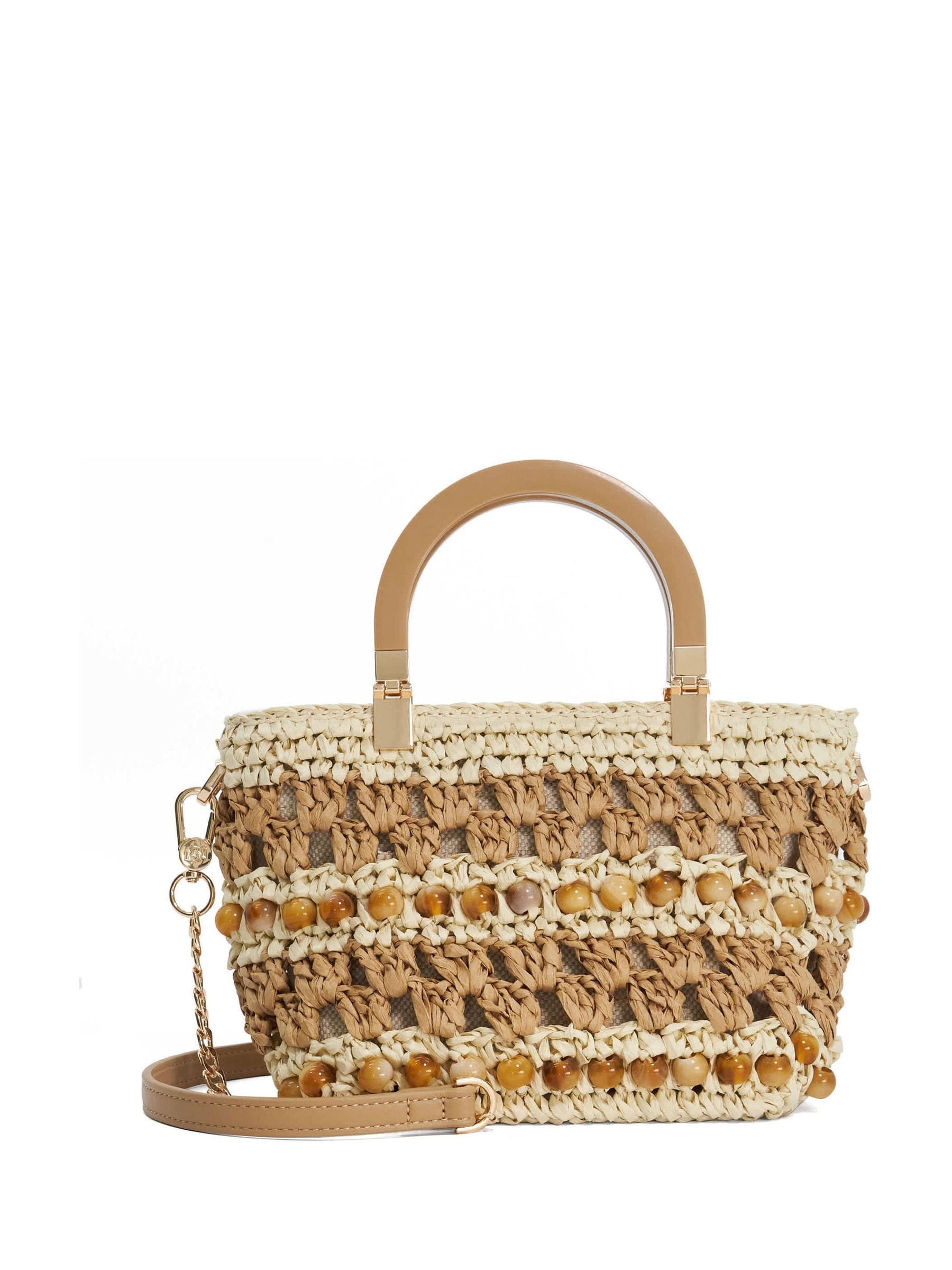 Dune London Natural Dahlia raffia shopper bag - British product