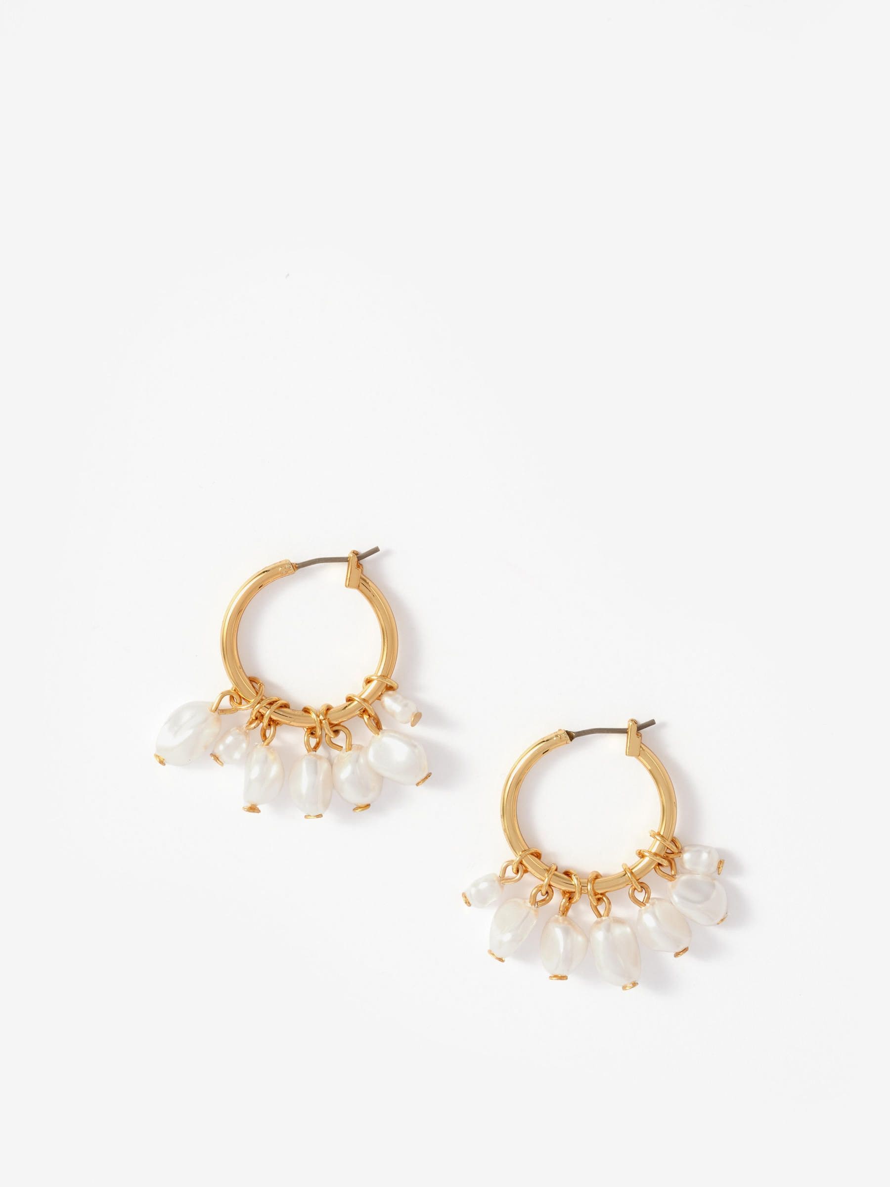 Mint Velvet gold tone hoop earrings with pearl drops - British product