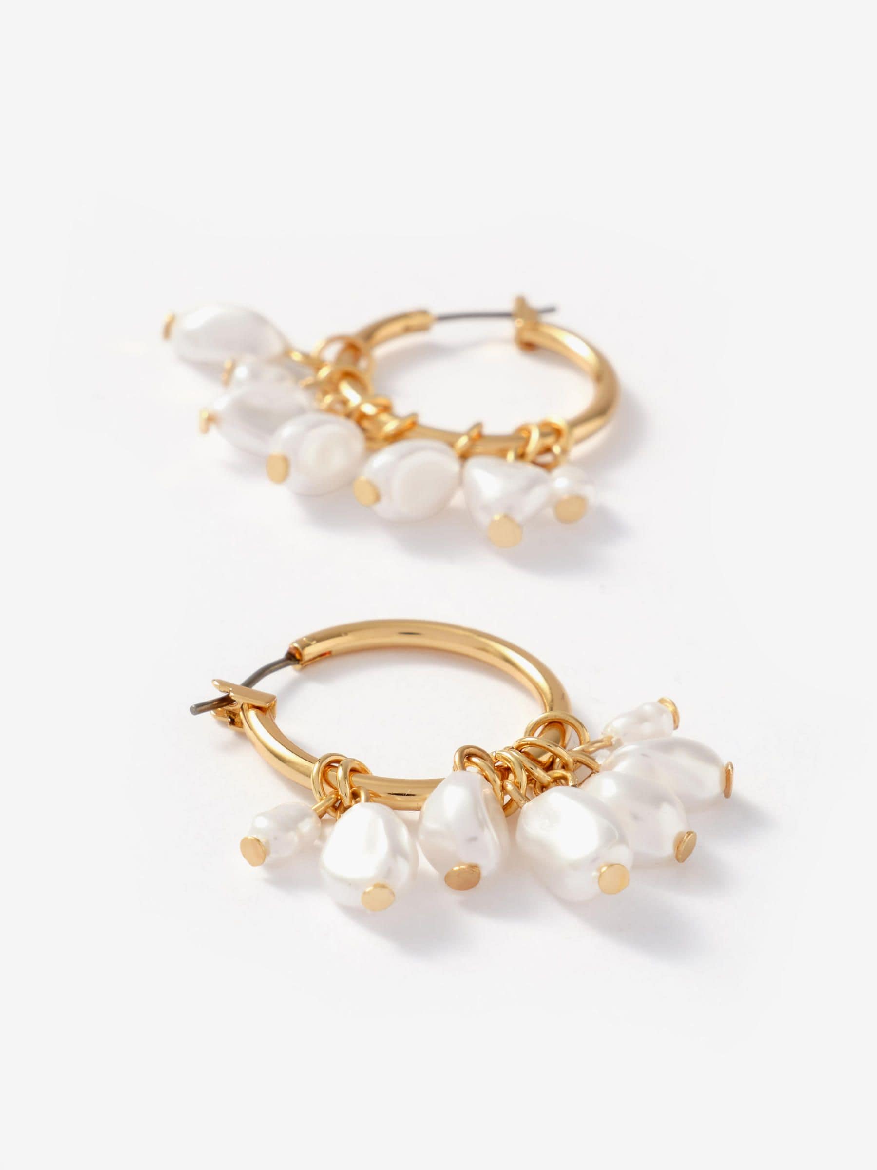 Mint Velvet gold tone hoop earrings with pearl drops - British product