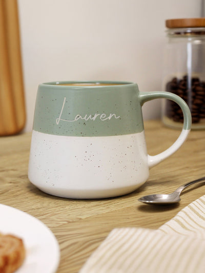 Next PMC Personalised Sage Green Speckled Ceramic Mug- Buy online at McGrocer