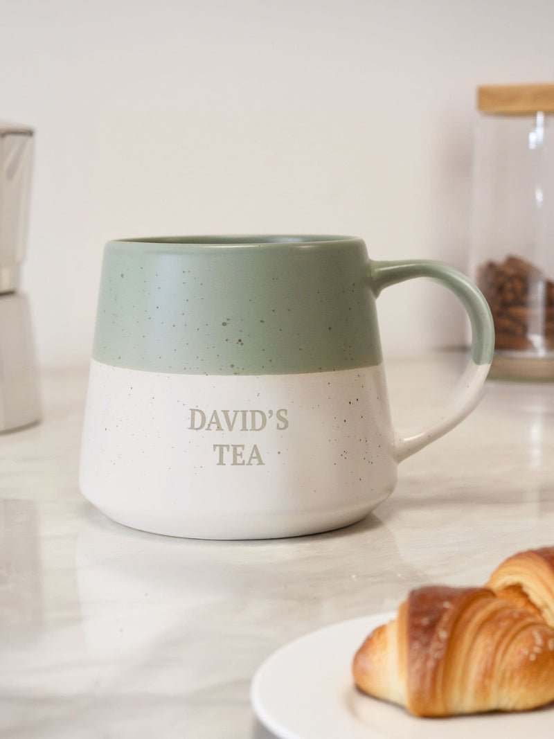 PMC sage green two-tone personalised ceramic mug 13cm (British brand)