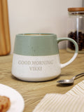 PMC sage green two-tone personalised ceramic mug 13cm (British brand)