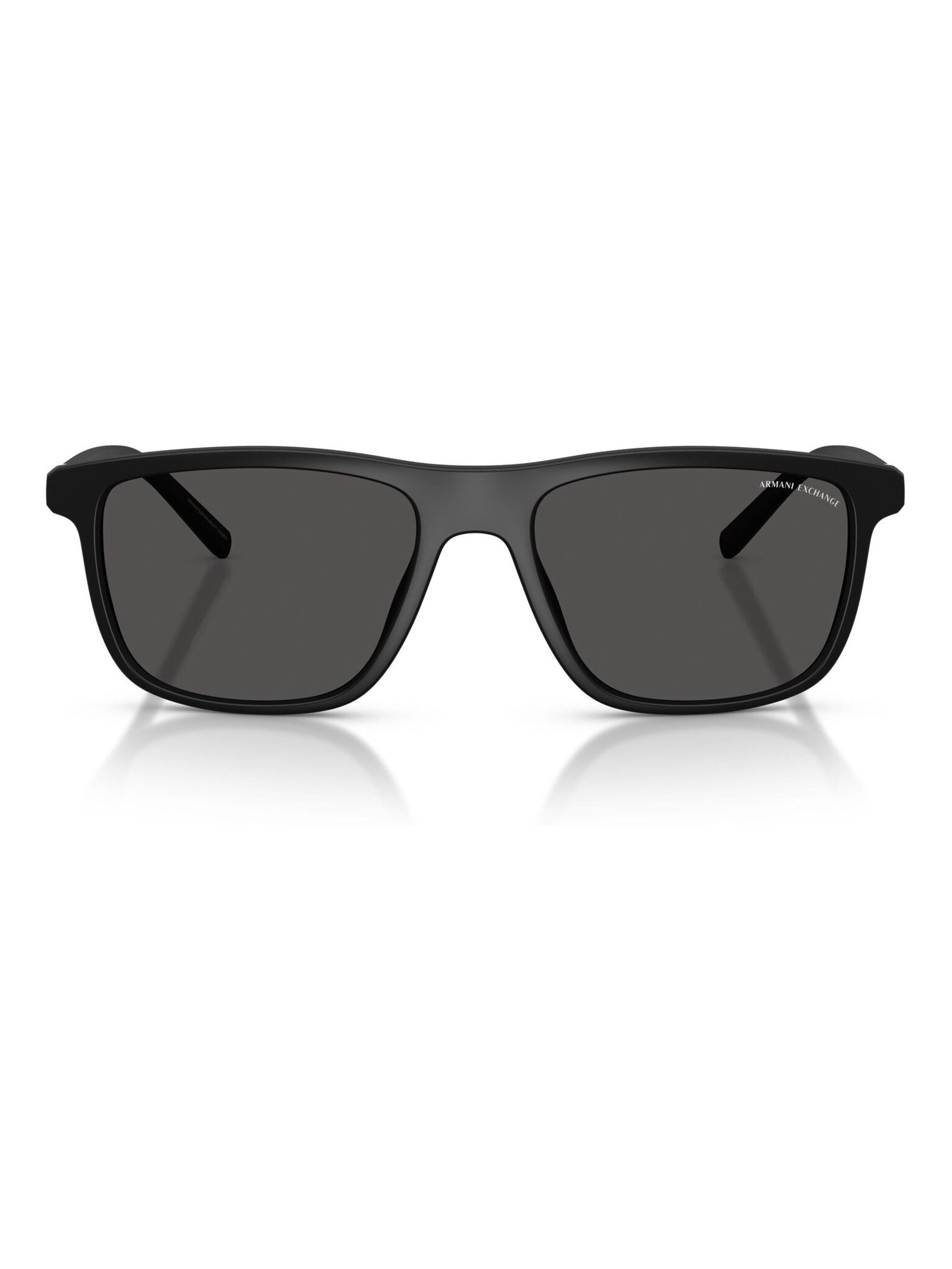 Armani Exchange black rectangular sunglasses with grey lenses (British brand)