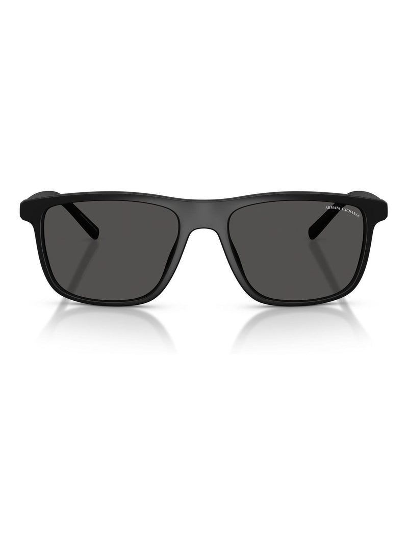 Armani Exchange black rectangular sunglasses with grey lenses (British brand)
