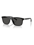 Armani Exchange black rectangular sunglasses with grey lenses (British brand)