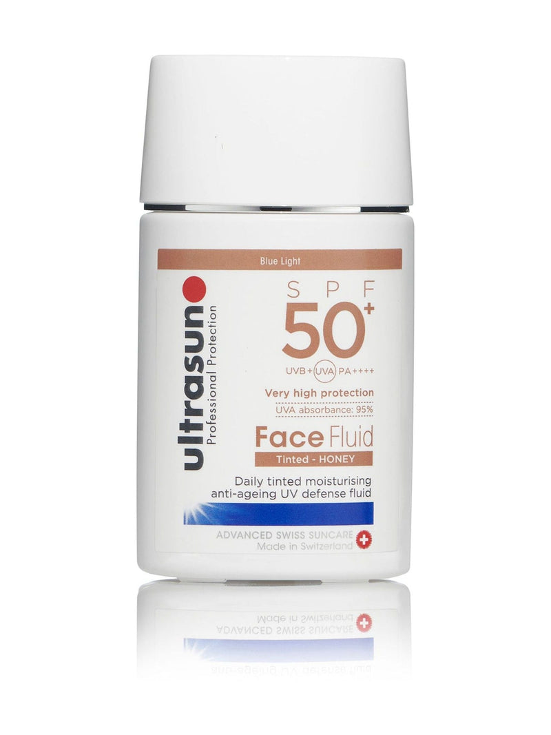 Ultrasun face fluid tinted SPF50+ sunscreen, imported from the UK