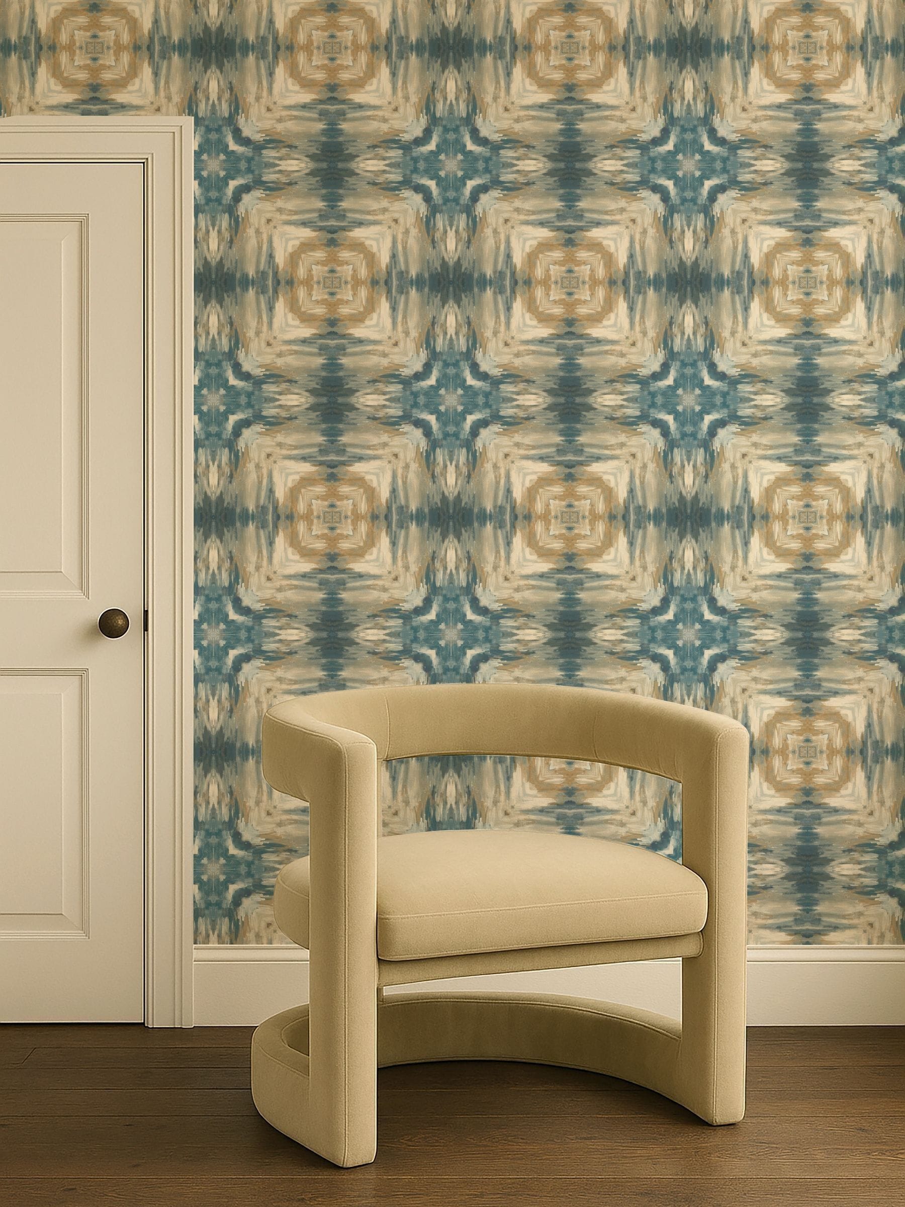 Clarke and Clarke Blue Elements Kalia wallpaper sample A4 - British product
