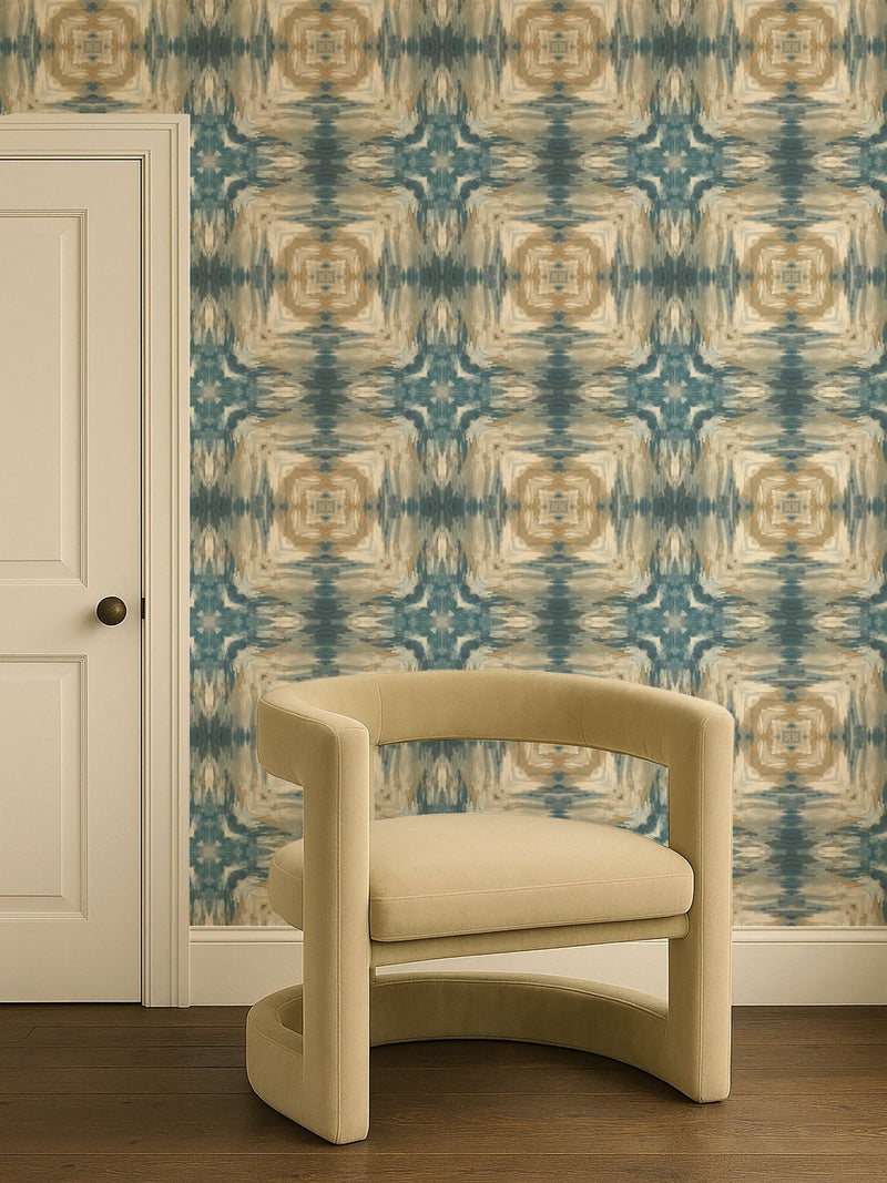 Clarke and Clarke Blue Elements Kalia wallpaper sample A4 - British product