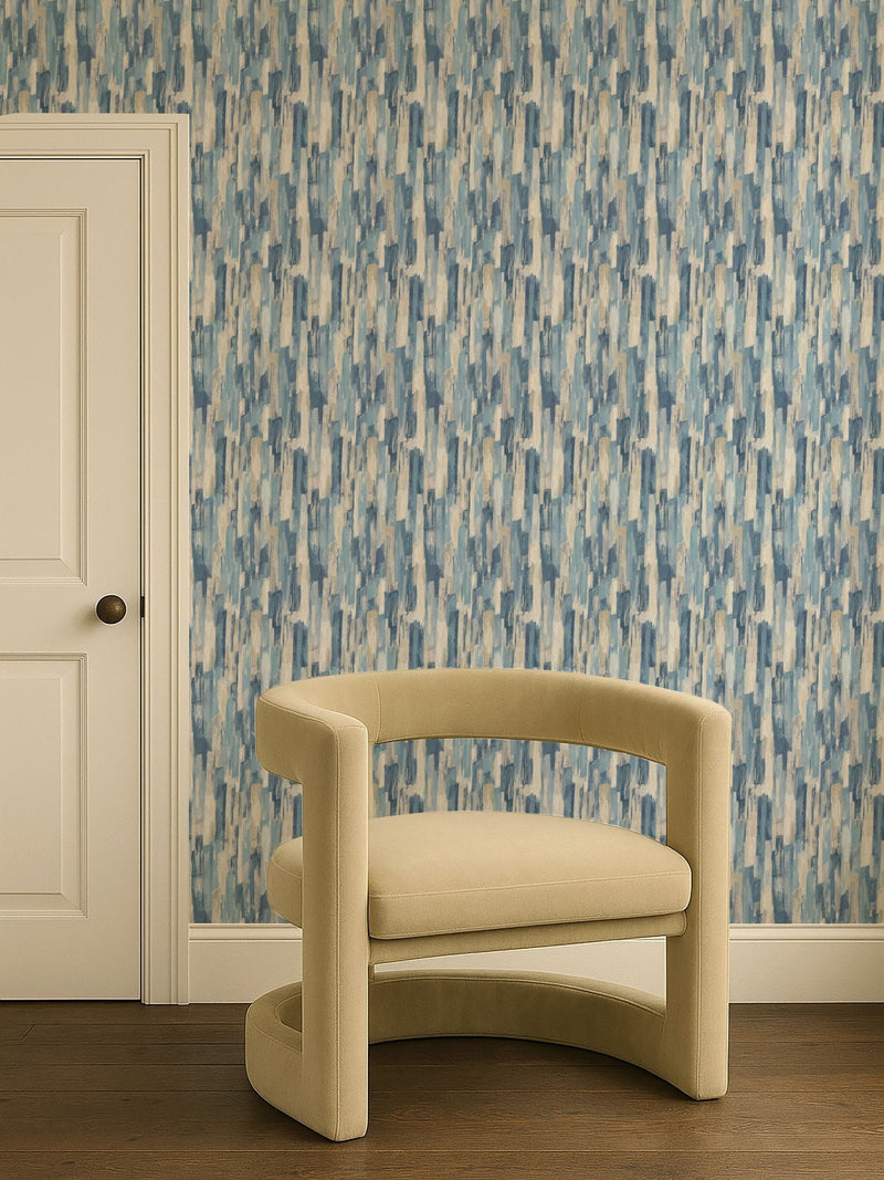 Clarke and Clarke Blue Elements Cityscape A4 wallpaper sample - British product