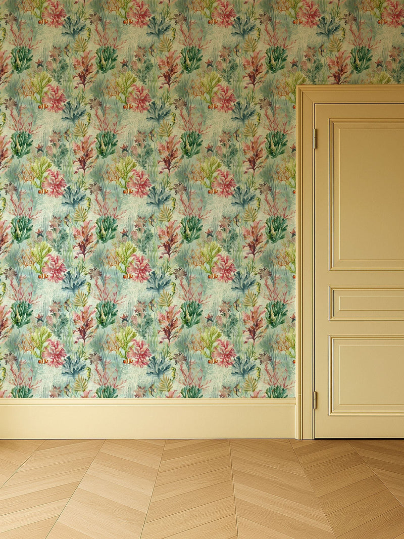 Clarke and Clarke Pink Elements Oceana A4 wallpaper sample (British brand)