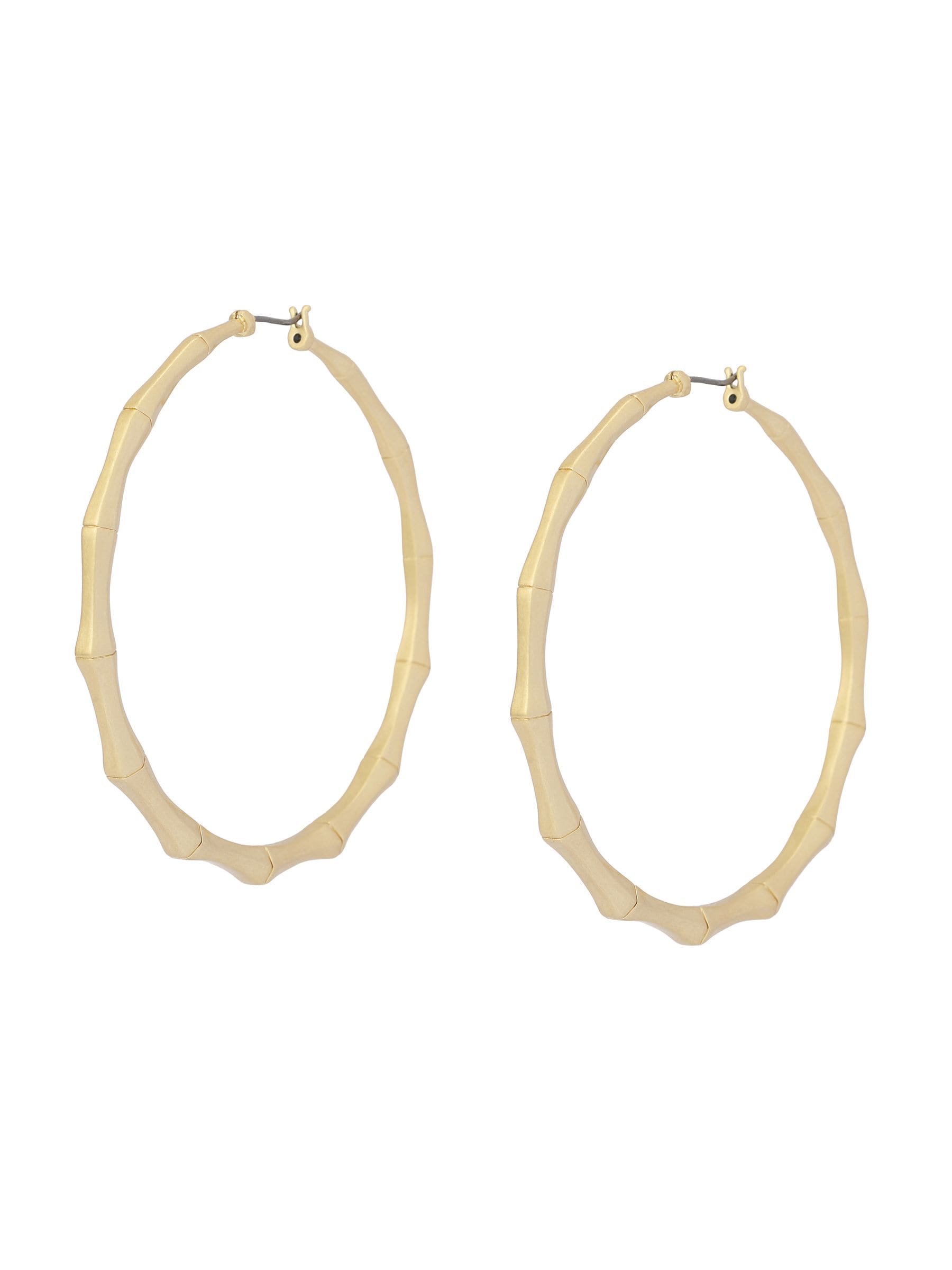 AllSaints gold tone Clara bamboo large hoop earrings (British brand)