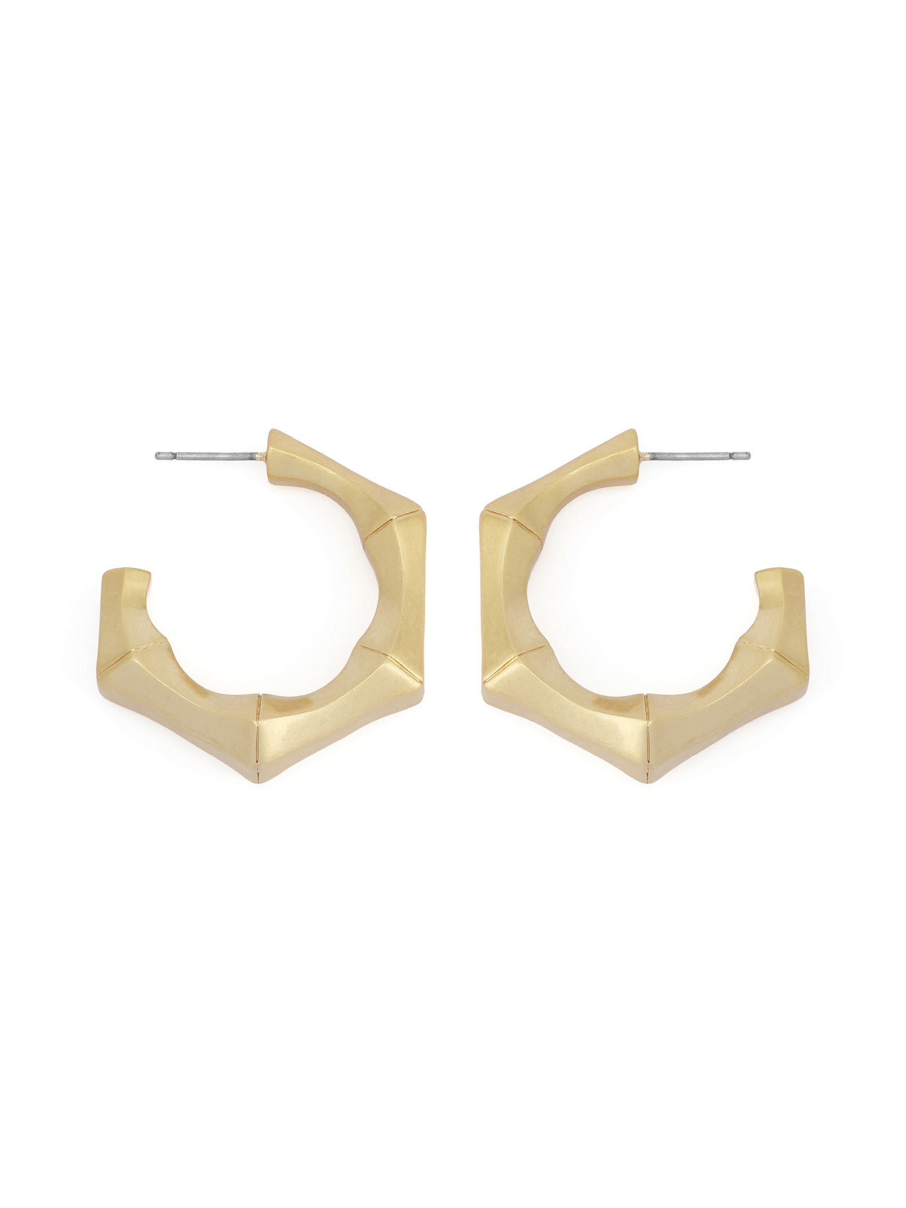 AllSaints gold tone Clara bamboo hoop earrings small, imported from the UK