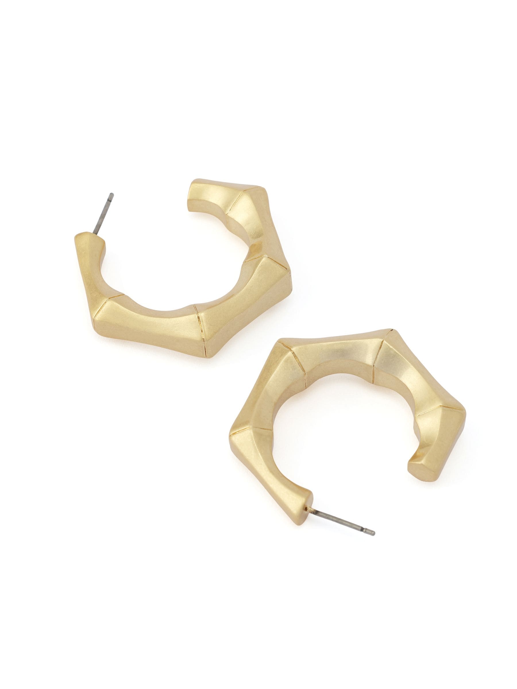 AllSaints gold tone Clara bamboo hoop earrings small, imported from the UK