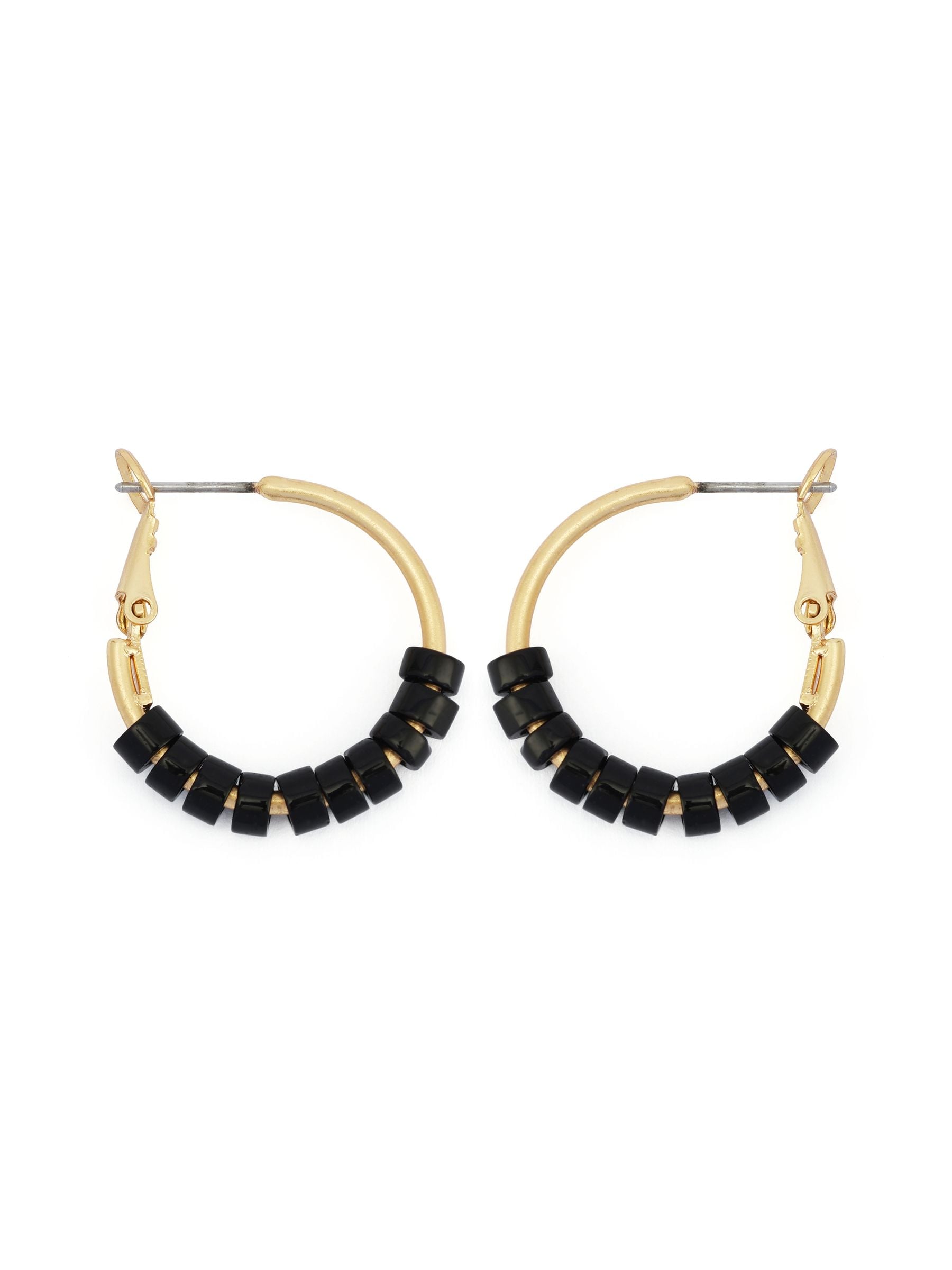 AllSaints gold tone Clara beaded hoop earrings, imported from the UK
