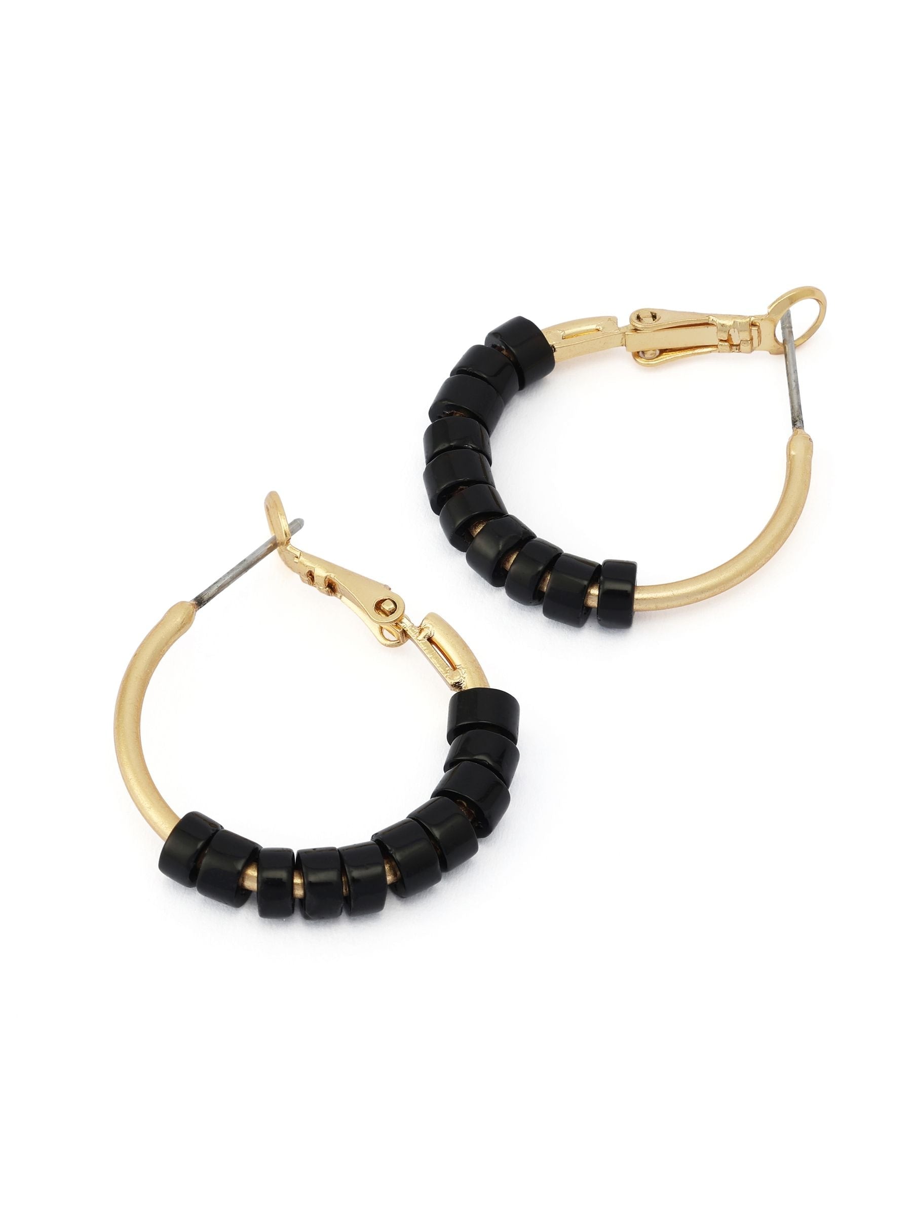 AllSaints gold tone Clara beaded hoop earrings, imported from the UK