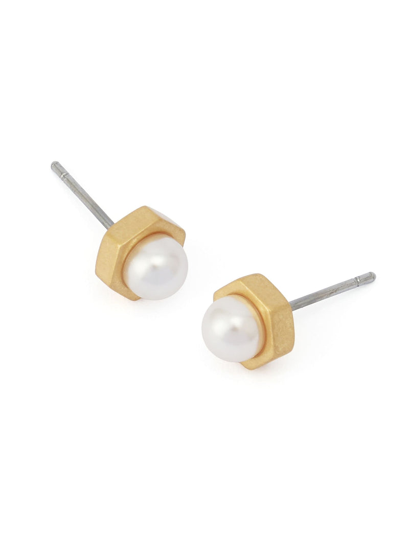 AllSaints gold tone pearl stud earrings (British brand)
