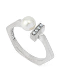 AllSaints silver tone Nellie pearl bar band ring (British brand)