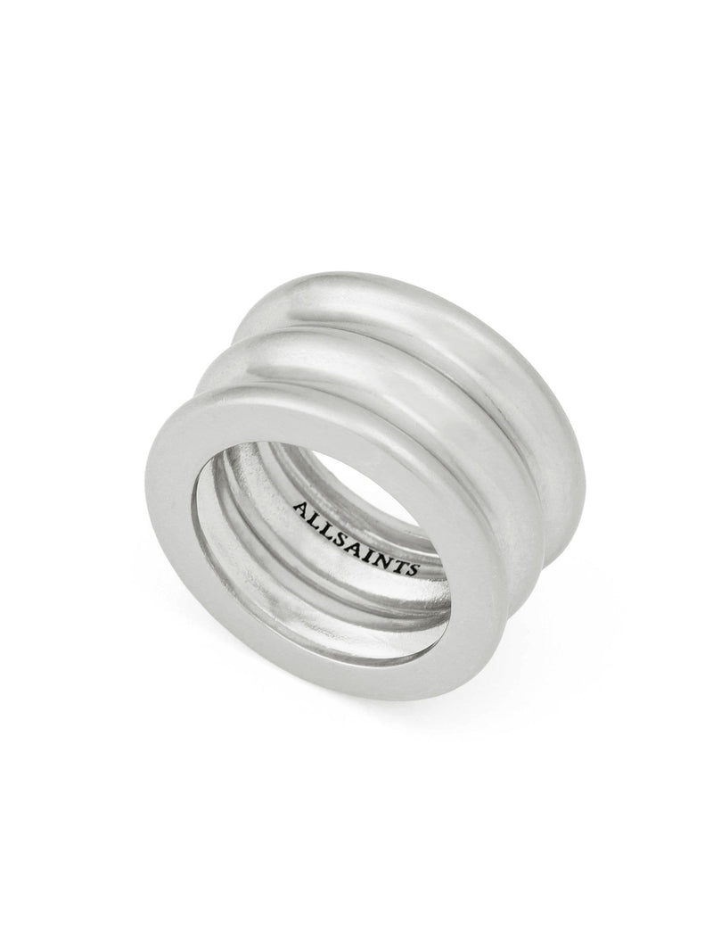 AllSaints Janna multi tube band ring, silver tone - British product