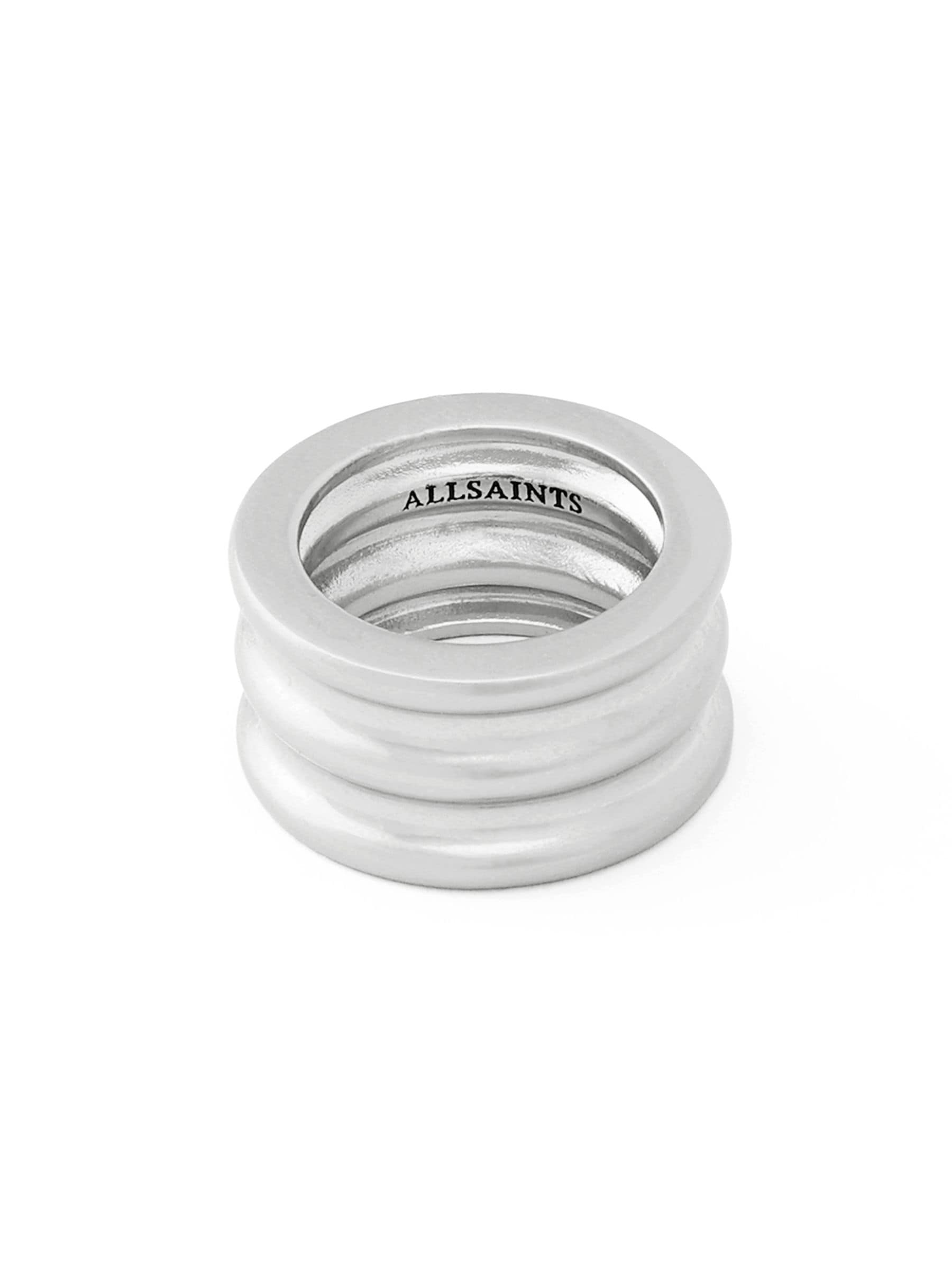 AllSaints Janna multi tube band ring, silver tone - British product