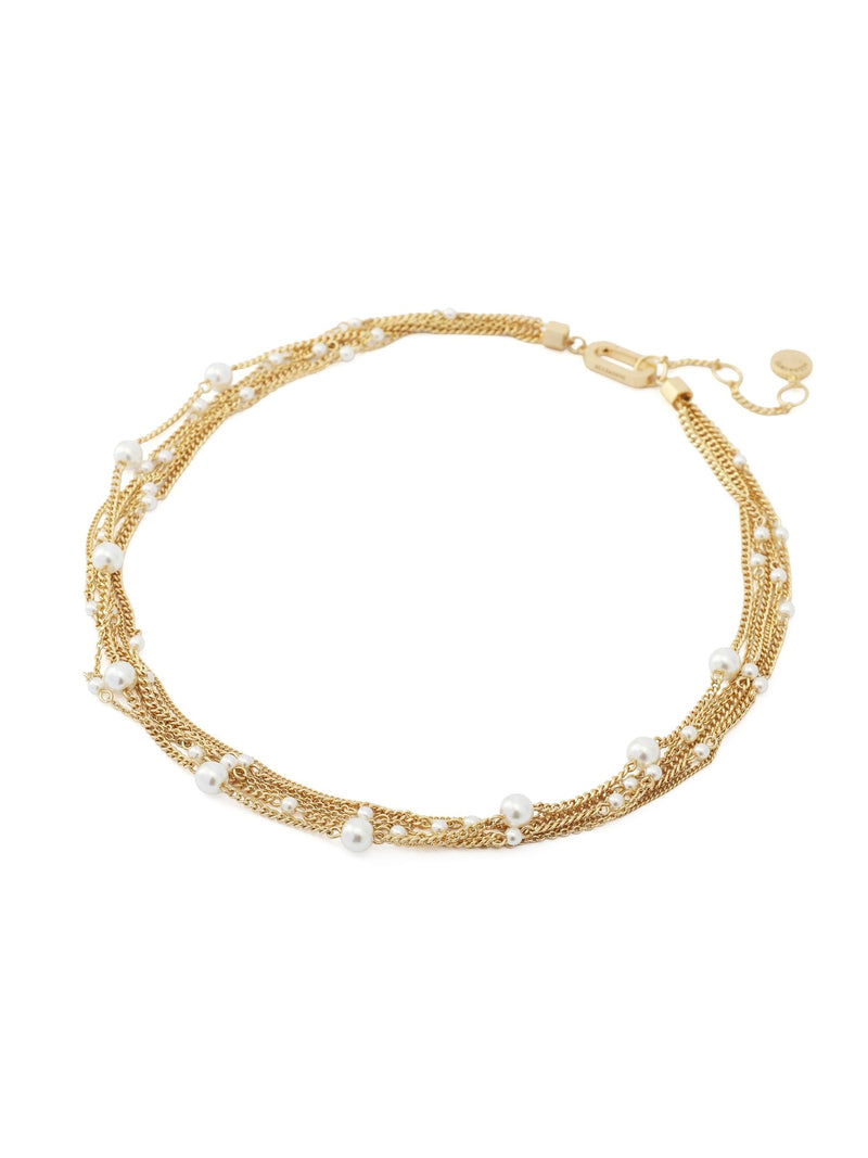 AllSaints gold tone Rae pearl layered necklace, imported from the UK