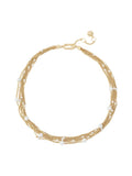 AllSaints gold tone Rae pearl layered necklace, imported from the UK