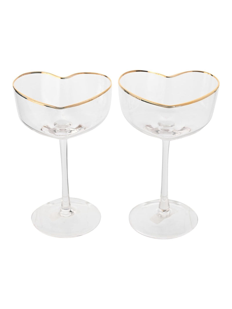 Widdop heart shaped martini glasses, clear glass, imported from the UK