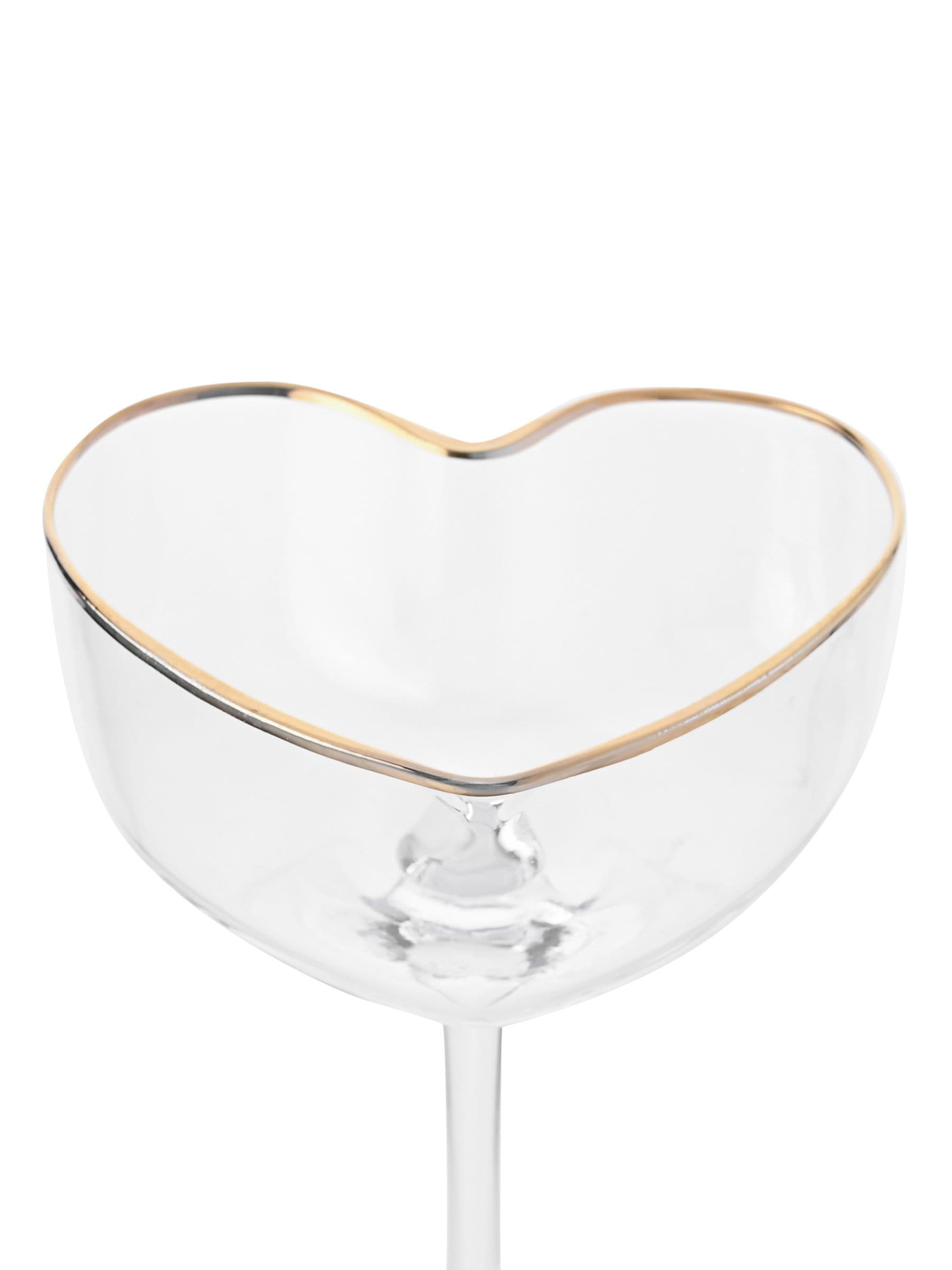Widdop heart shaped martini glasses, clear glass, imported from the UK