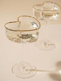 Widdop heart shaped martini glasses, clear glass, imported from the UK