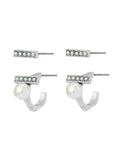 AllSaints Nellie pearl bar and huggie earrings set, imported from the UK