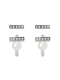 AllSaints Nellie pearl bar and huggie earrings set, imported from the UK
