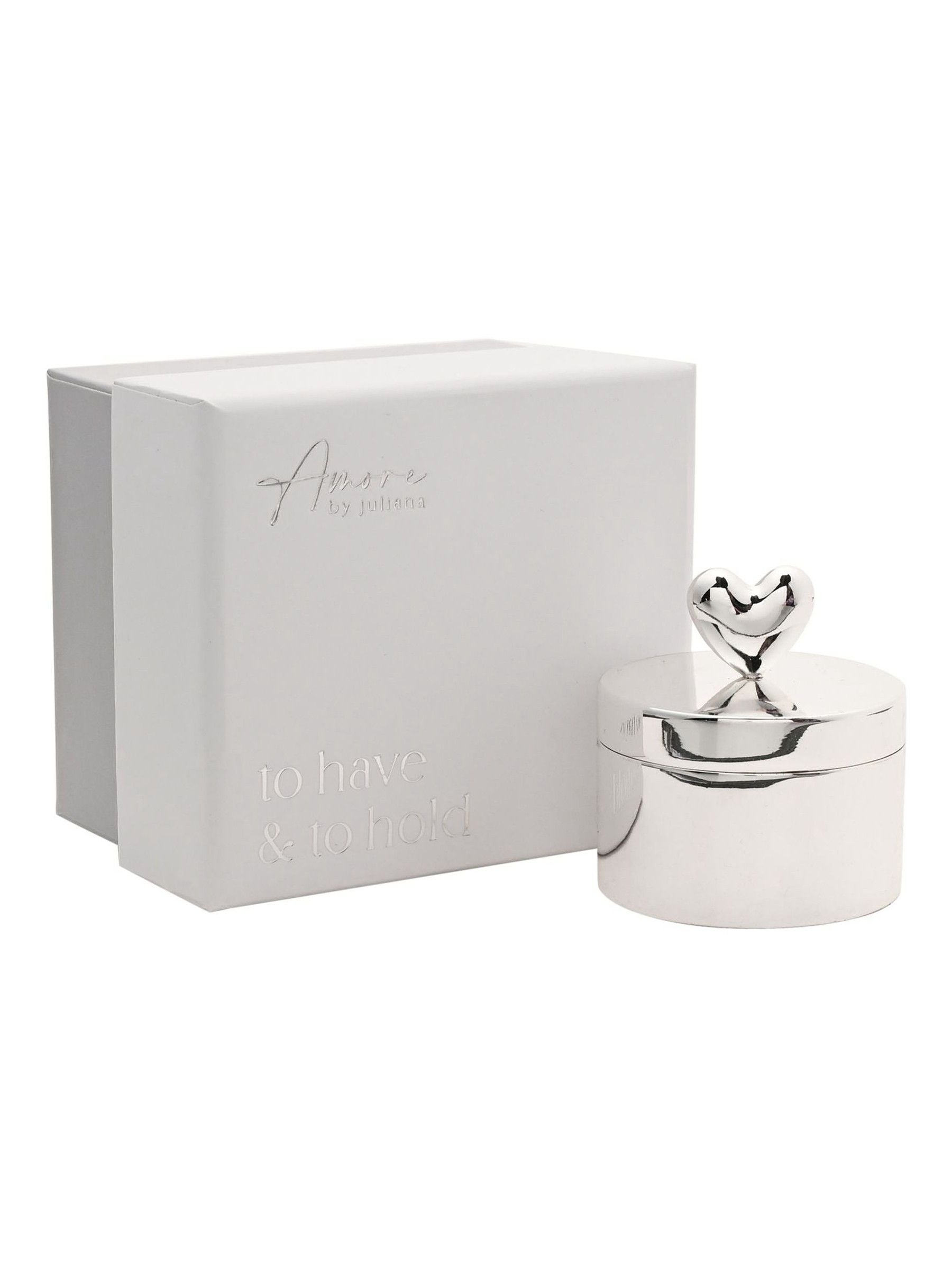 Widdop silverplated ring box with heart detail - British product