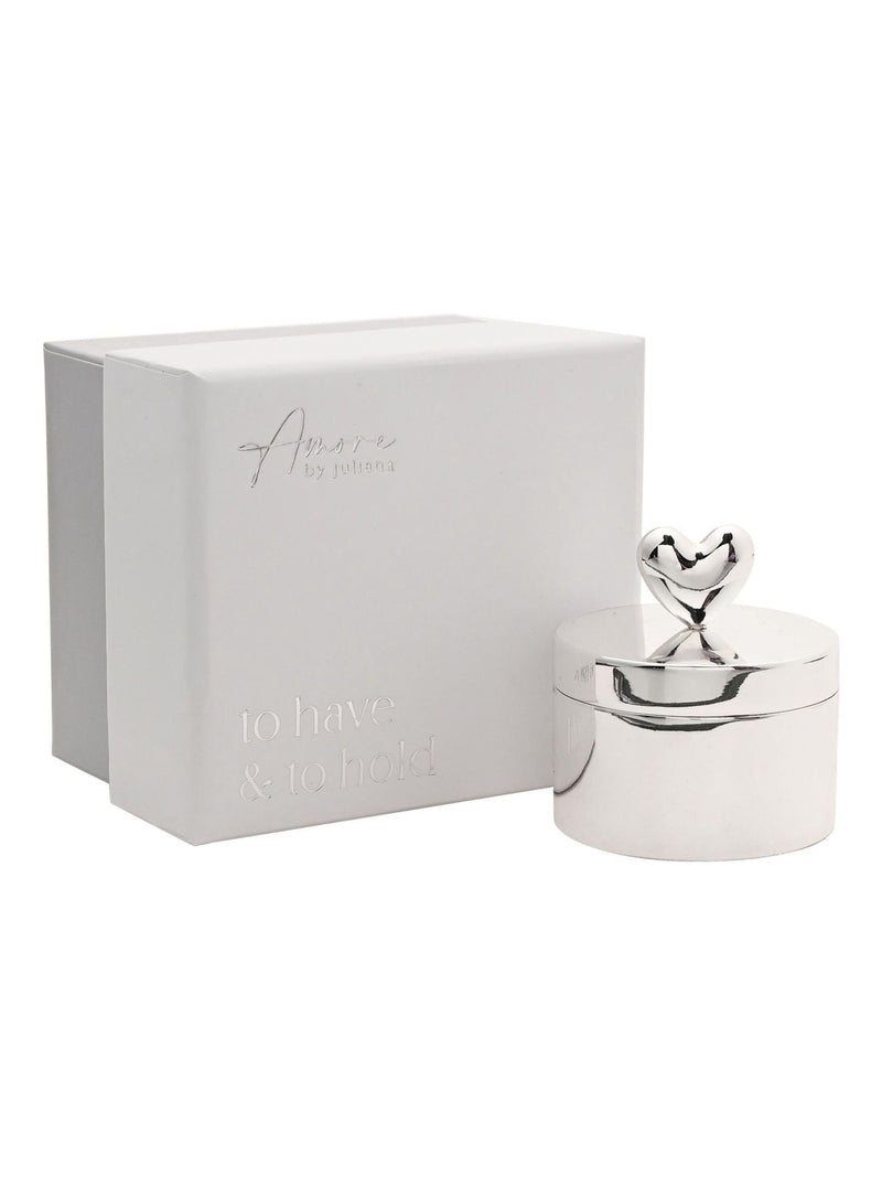 Widdop silverplated ring box with heart detail - British product