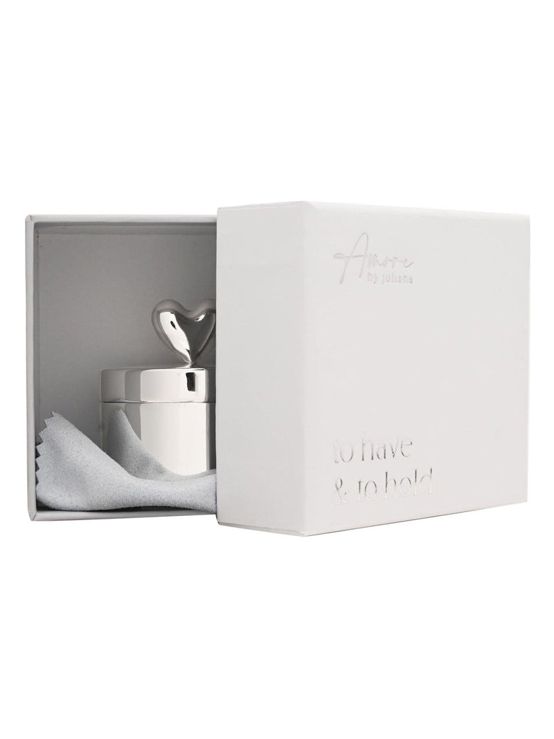 Widdop silverplated ring box with heart detail - British product