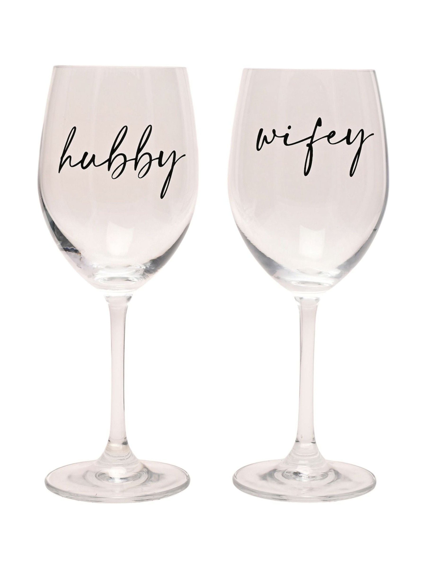 Widdop clear wine glasses hubby wifey set - British product
