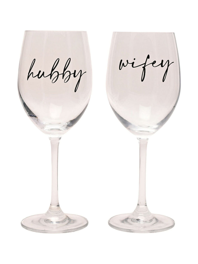Widdop clear wine glasses hubby wifey set - British product