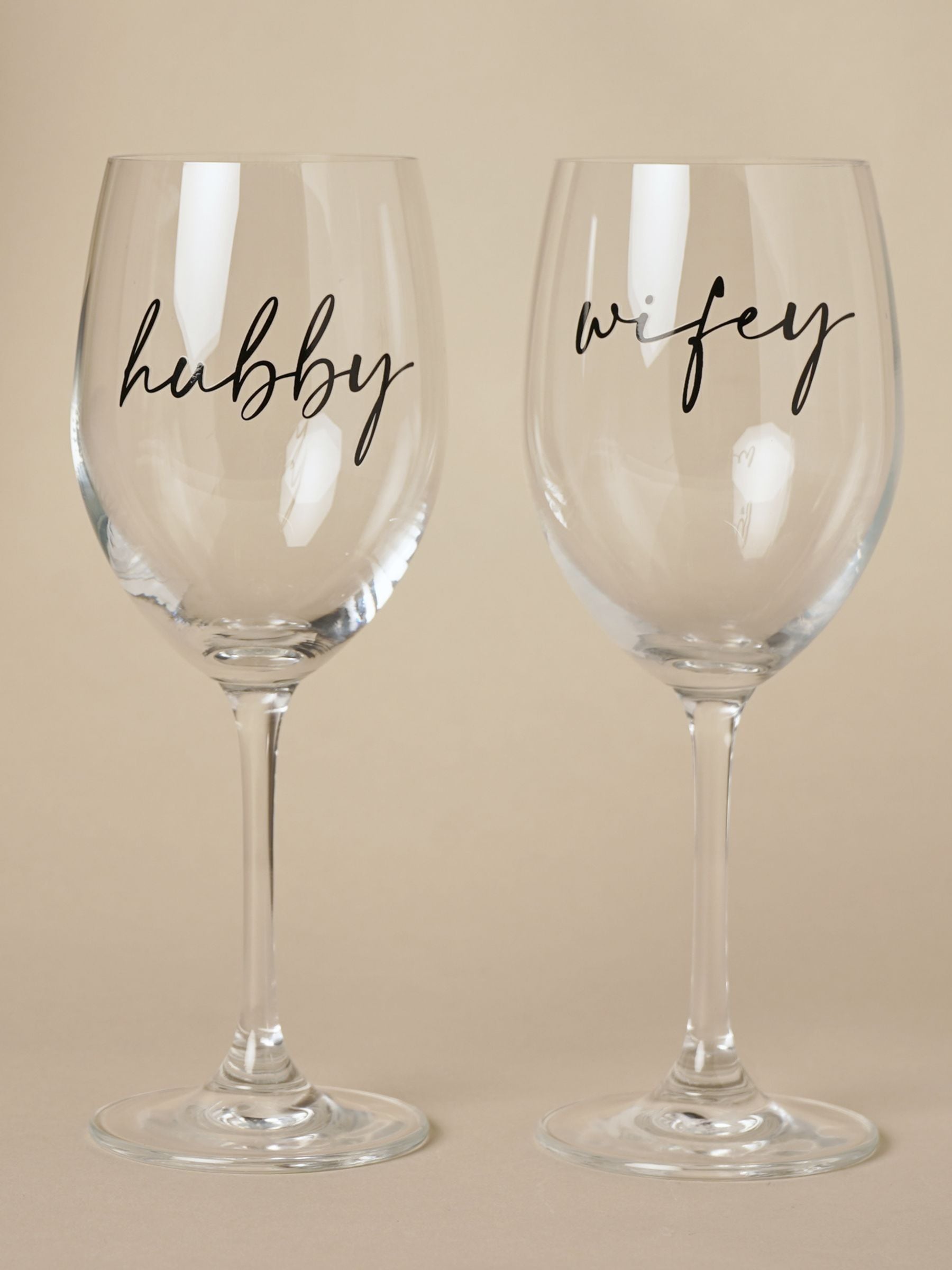 Widdop clear wine glasses hubby wifey set - British product